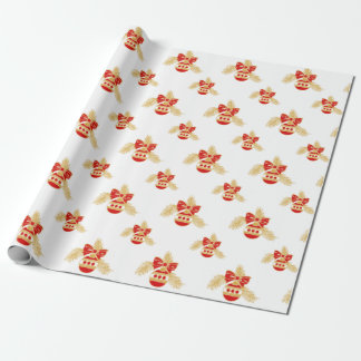 Retro style ornaments in gold and red wrapping paper