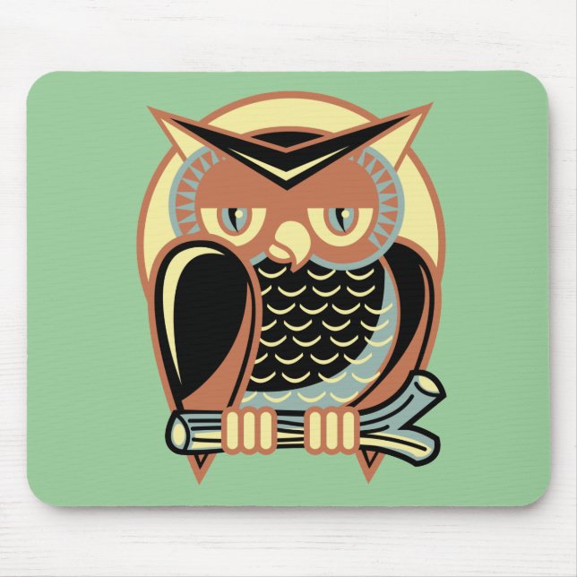 Retro Style Owl Mouse Pad (Front)