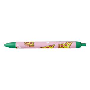 Retro Style Pizza Slices Seamless Pattern Black Ink Pen