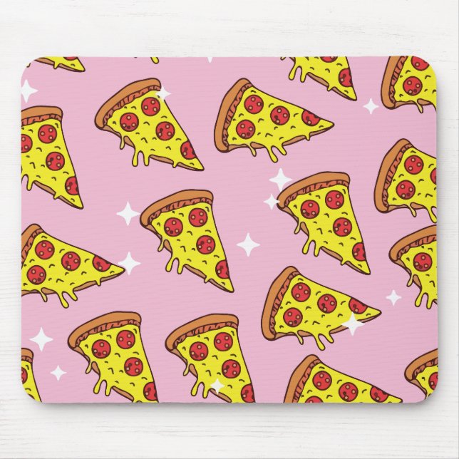 Retro Style Pizza Slices Seamless Pattern Mouse Pad (Front)