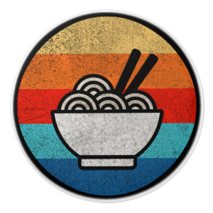 Retro style ramen ceramic knob