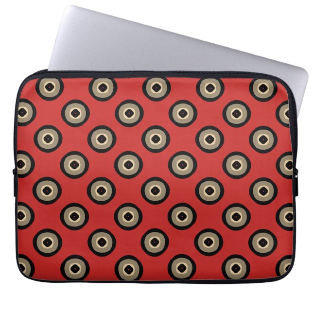 Retro Style - Red Black Pattern Laptop Sleeve (Front)