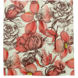 Retro Style Red Roses Pattern