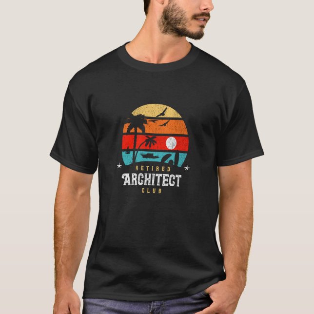 Retro Style Retirement Gag Idea  Retired Architect T-Shirt (Front)