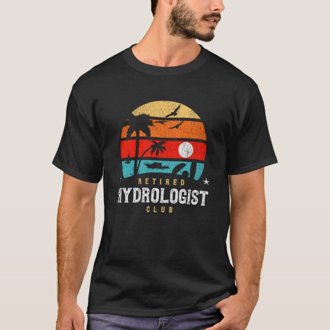Retro Style  Retirement Gag Idea  Retired Hydrolog T-Shirt (Front)