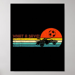 Retro Style Rocket Rc Soccer Car League Funny Game Poster