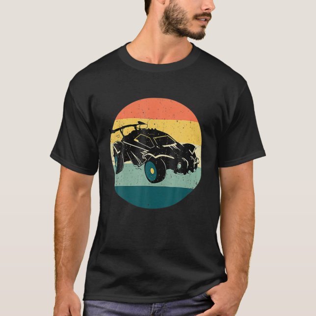 Retro Style Rocket RC Soccer Car League Funny Game T-Shirt (Front)