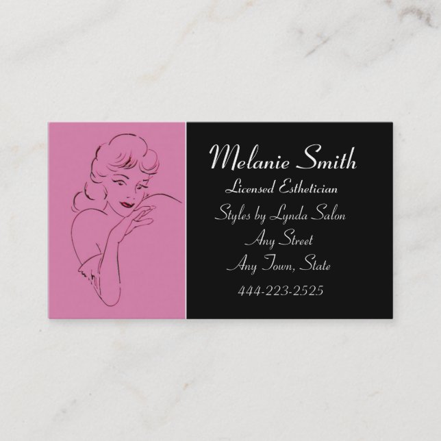 Retro Style Salon Aesthetician Business Card (Front)
