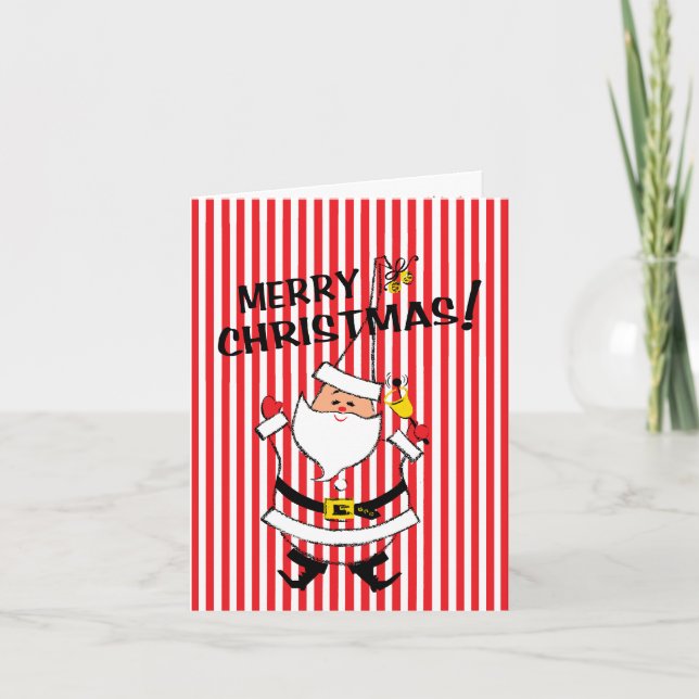 Retro-Style Santa Claus Christmas Card (Front)