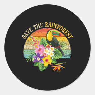 Retro Style Save The Rainforest Earth Day Gift Classic Round Sticker
