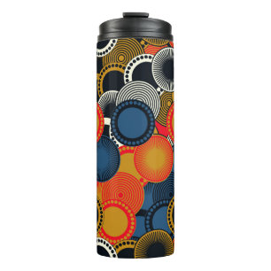 retro style seamless pattern geometric circles in  thermal tumbler