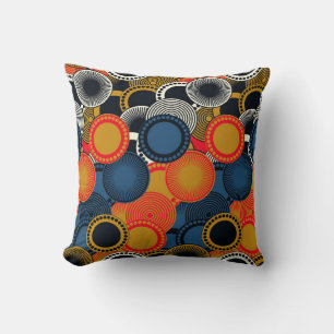 retro style seamless pattern geometric circles in  throw pillow