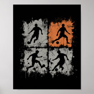 Retro Style Soccer Player Collage Boys Kids Men Co Poster