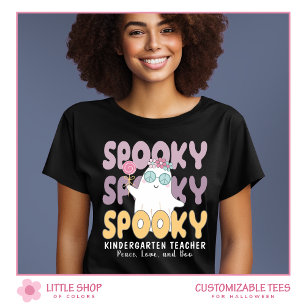 Retro Style Spooky Kindergarten Teacher Halloween T-Shirt