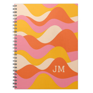 Retro style stormy waves notebook