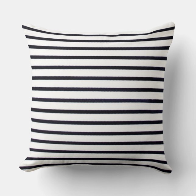 Retro-Style-Striped-Black-White-Pillow-Set's Throw Pillow (Front)