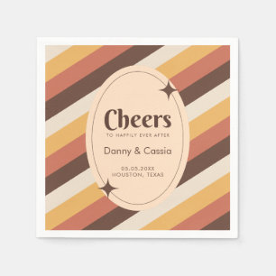 Retro Style Stripes Seventies Groovy 70s Hippie Napkin