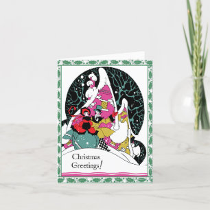 Retro-Style "Stylized Couple" Christmas Card