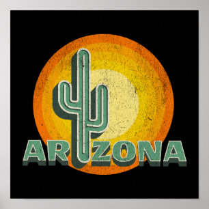 Retro style sunset with Arizona text design Poster