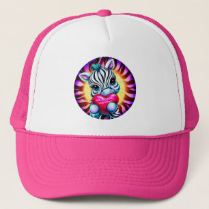 Retro Style Sweet Zebra Valentine Trucker Hat