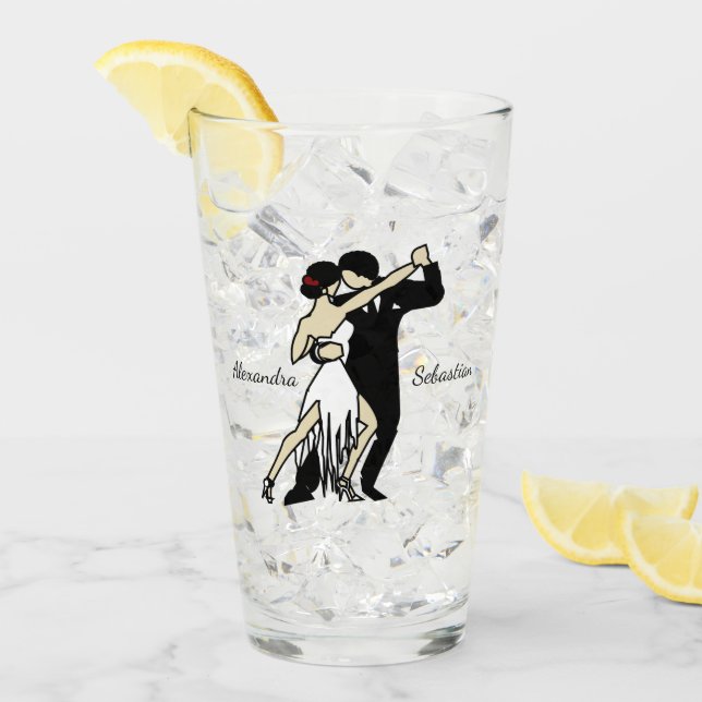 Retro-style Tango Dancers Glass (Front Ice)