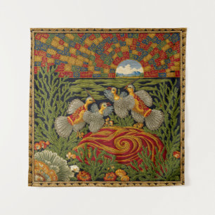Retro Style Tapestry Exotic Birds