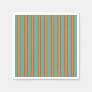 Retro Style Teal Brown Mustard Striped Napkin