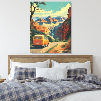 Retro-Style Travel Poster - Grand Canyon Adventure Canvas Print