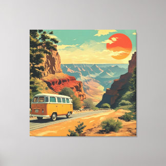 Retro-Style Travel Wrapped Canvas National Park