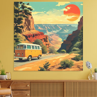 Retro-Style Travel Wrapped Canvas National Park