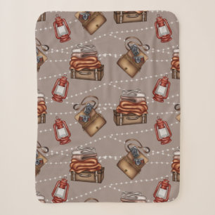 Retro Style Traveller's Things Sherpa Blanket