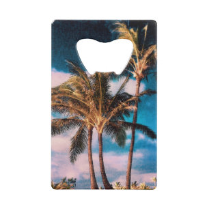 Retro Style Tropical Island Palm Trees Wallet Bottle Opener