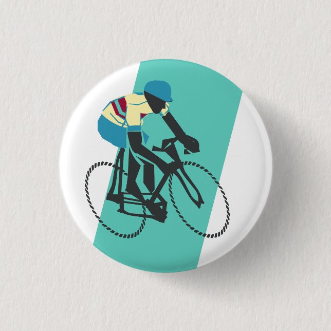 Retro-style Turquoise Cycling 1 Inch Round Button (Front)