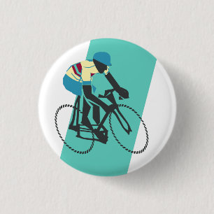 Retro-style Turquoise Cycling 1 Inch Round Button