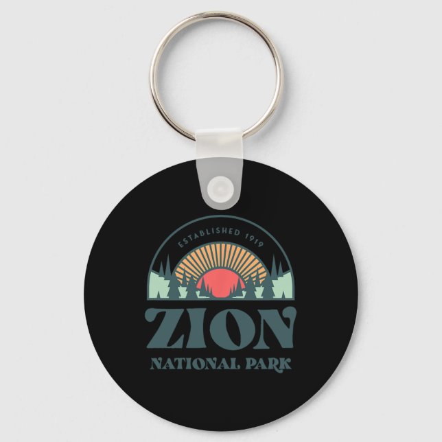 Retro Style Utah Zion National Park  Keychain (Front)