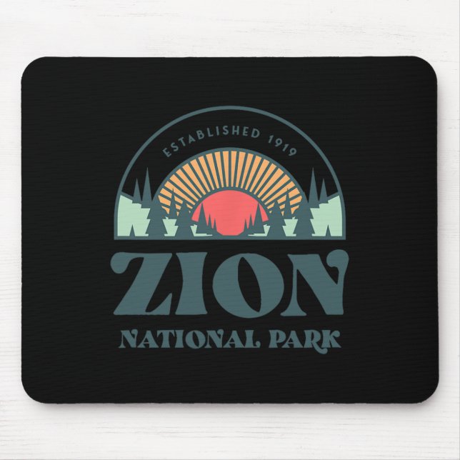 Retro Style Utah Zion National Park  Mouse Pad (Front)