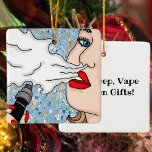 Retro Style Vaping Lady Christmas Ceramic Ornament<br><div class="desc">Vape themed phone case. Pretty pinup girl blowing a vaping cloud Christmas ornament.</div>