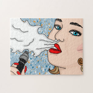 Retro Style Vaping Lady   Jigsaw Puzzle