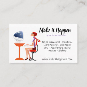 Retro Style Vector Virtual Assistant Business Card