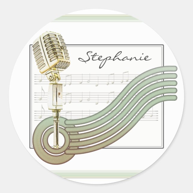 Retro Style Vintage Mic Personalized Stickers (Front)
