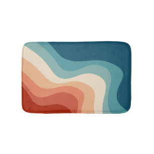Retro style waves bath mat