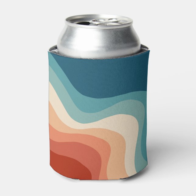 Retro style waves can cooler (Can Front)