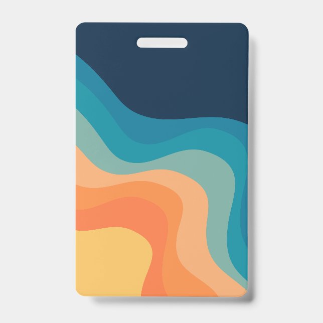 Retro style waves decoration badge (Front)