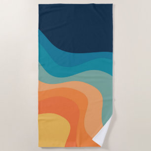 Retro style waves decoration beach towel
