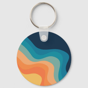 Retro style waves decoration keychain