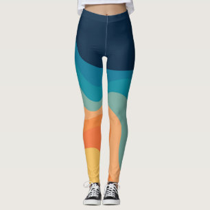 Retro style waves decoration leggings