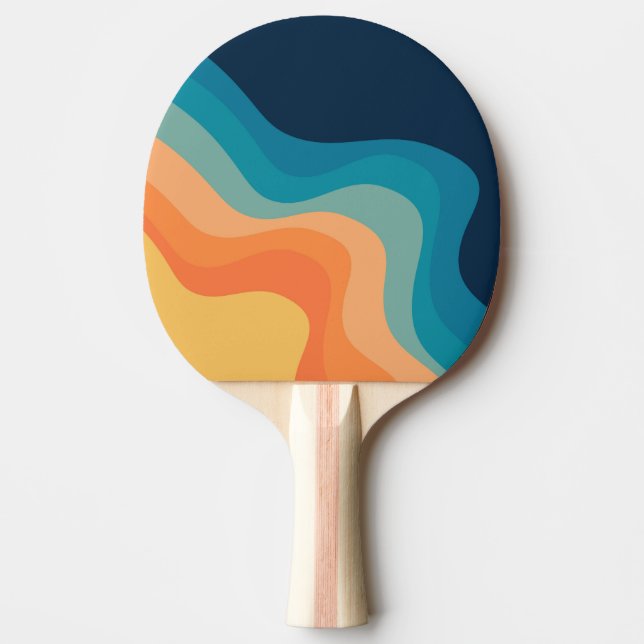 Retro style waves decoration ping pong paddle (Front)