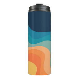 Retro style waves decoration thermal tumbler