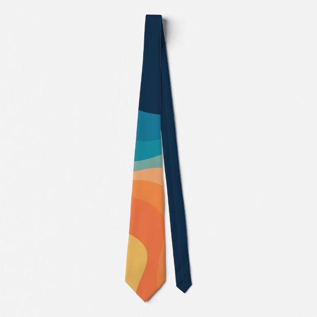 Retro style waves decoration tie (Front)