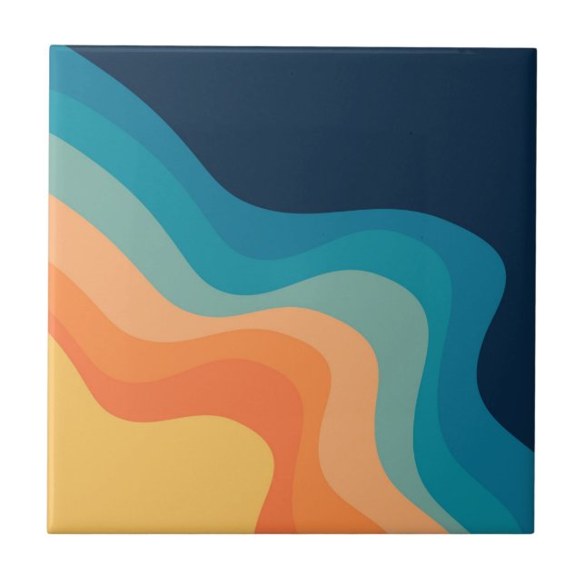 Retro style waves decoration tile (Front)